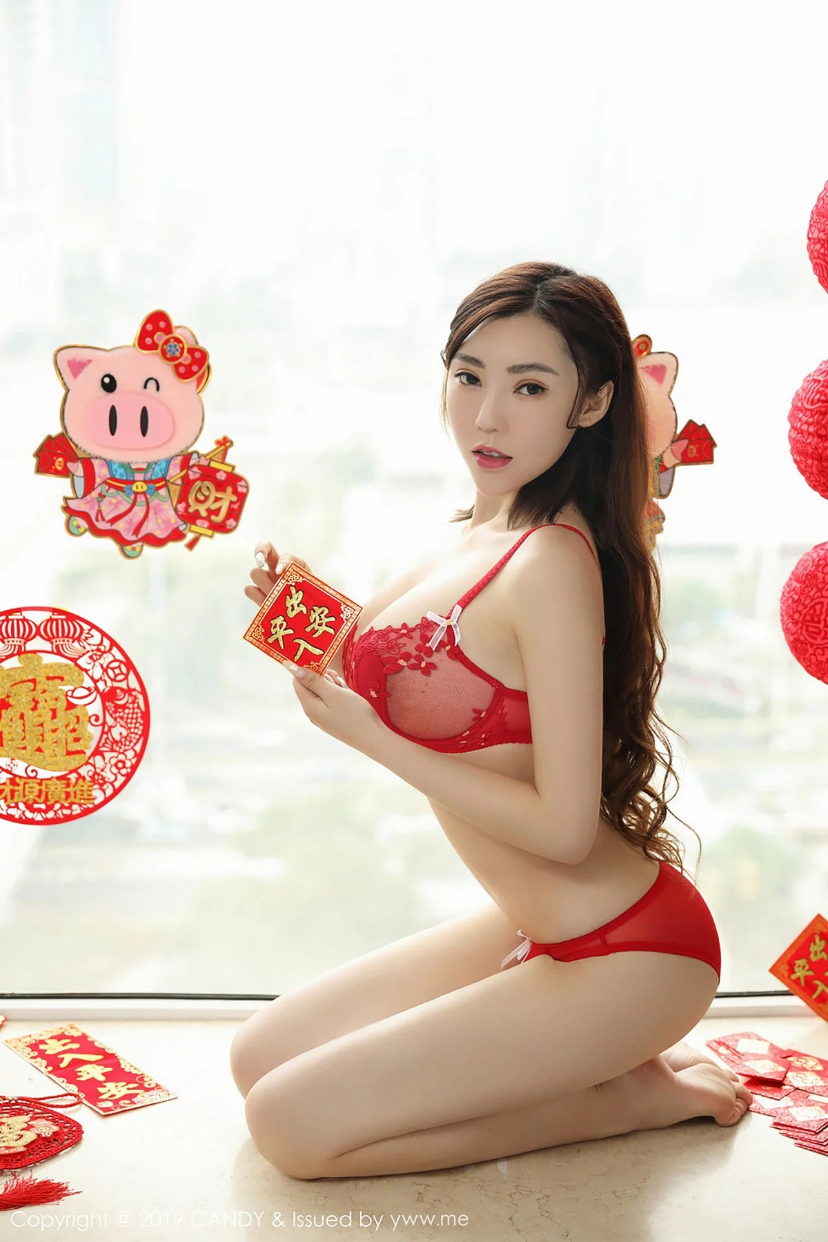 Xrmnw.Com[Candy网红馆]Vol.070_嫩模萌汉药baby新春祝福性感红色内衣秀完美身材诱惑写真42P