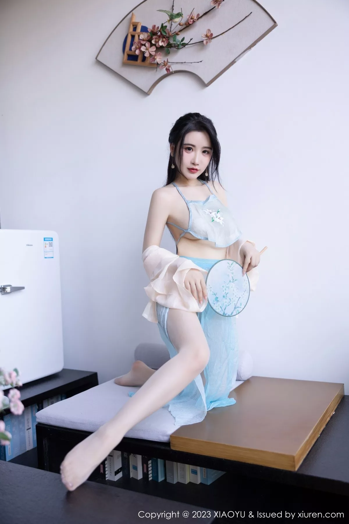 Xrmnw.Com[XiaoYu画语界]Vol.1057_女神Cherry樱桃酱淡蓝古装服饰配超薄肉丝秀惹火身材诱惑写真81P